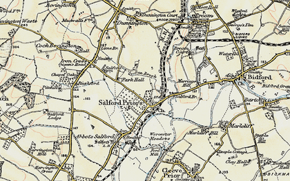 Old map of Salford Priors in 1899-1901