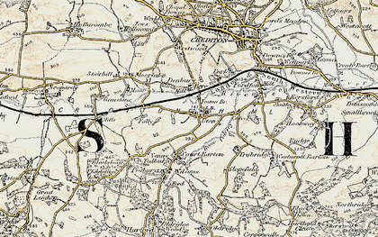 Old map of Yeoton Br in 1899-1900