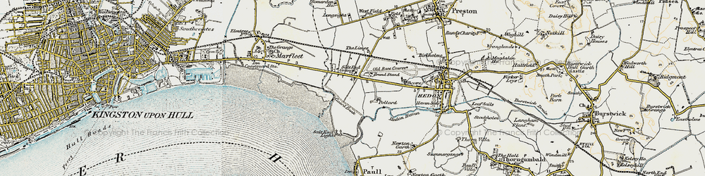 Old map of Salt End in 1903-1908