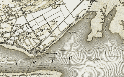 Old map of Saltburn in 1911-1912