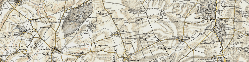 Old map of Saltby in 1902-1903