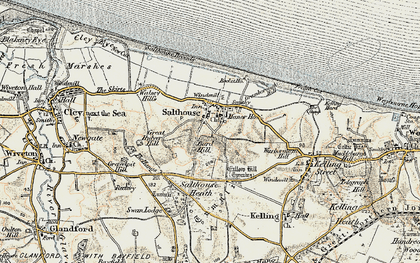 Old map of Salthouse in 1901-1902