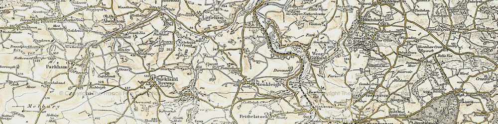 Old map of Annery in 1900