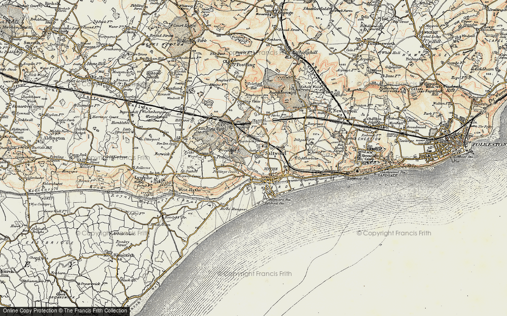 Old Map of Historic Map covering Sandling Park in 1898-1899