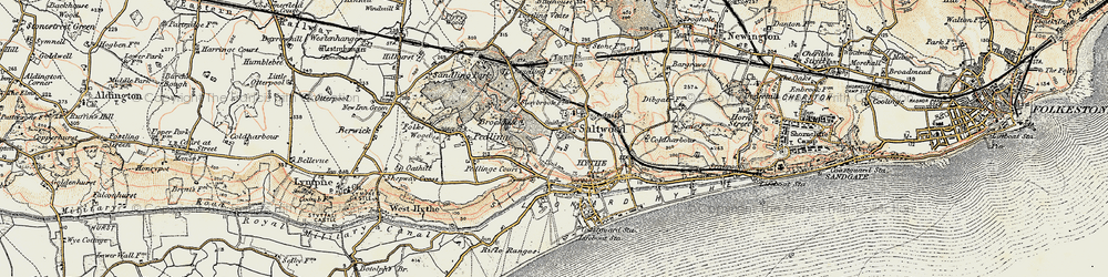 Old map of Saltwood in 1898-1899