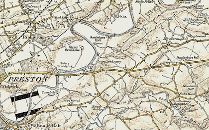 Old map of Samlesbury in 1903