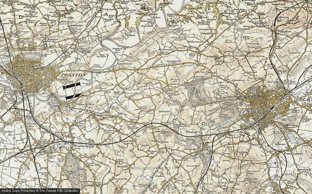 Old Map of Samlesbury Bottoms, 1903 in 1903