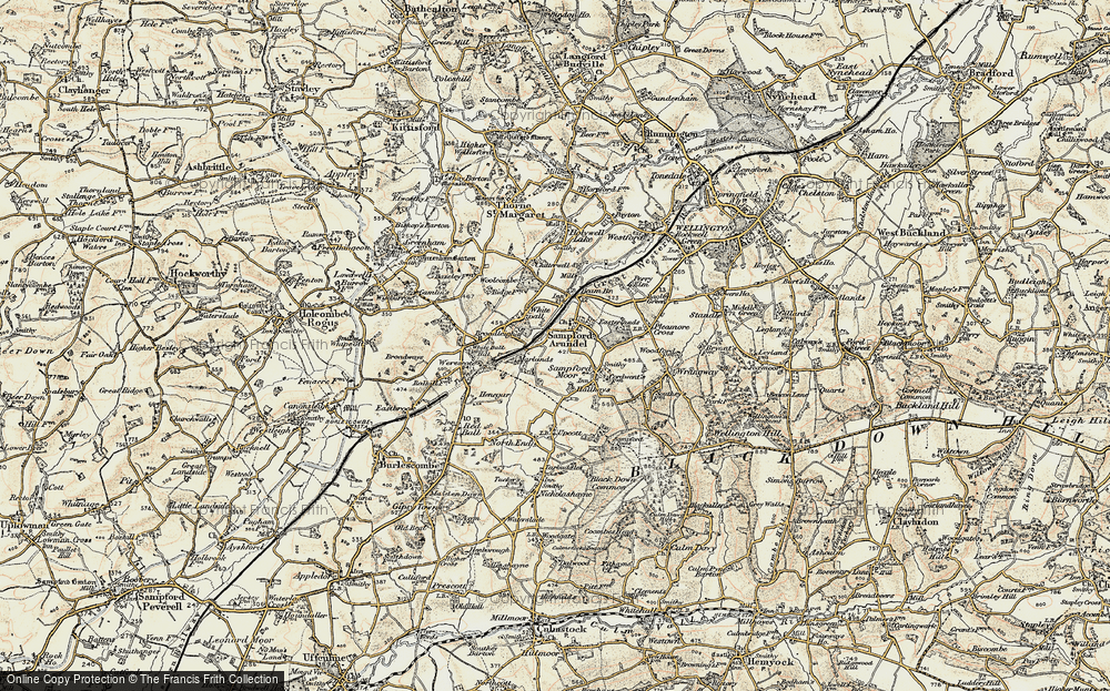 Old Map of Sampford Arundel, 1898-1900 in 1898-1900