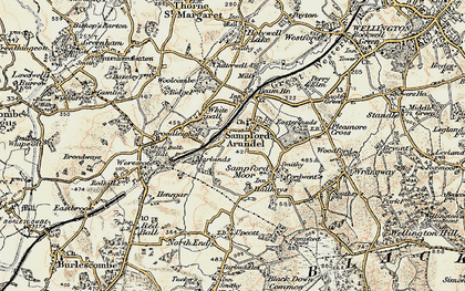 Old map of Sampford Arundel in 1898-1900
