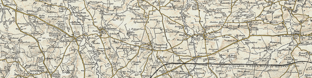 Old map of Sampford Courtenay in 1899-1900