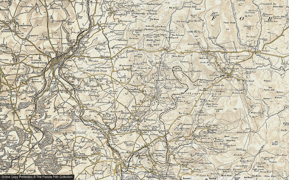 Old Map of Sampford Spiney, 1899-1900 in 1899-1900