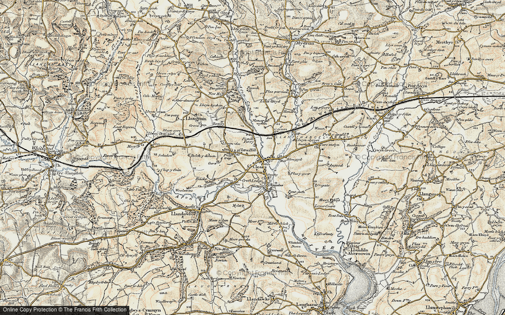 Old Map of Historic Map covering Afon Dewi Fawr in 1901