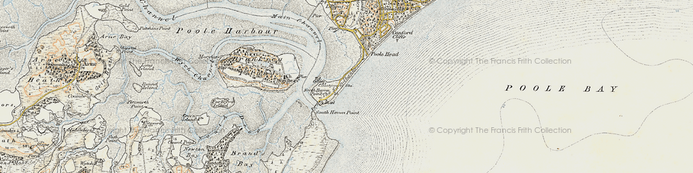 Old map of Brownsea Island in 1899-1909
