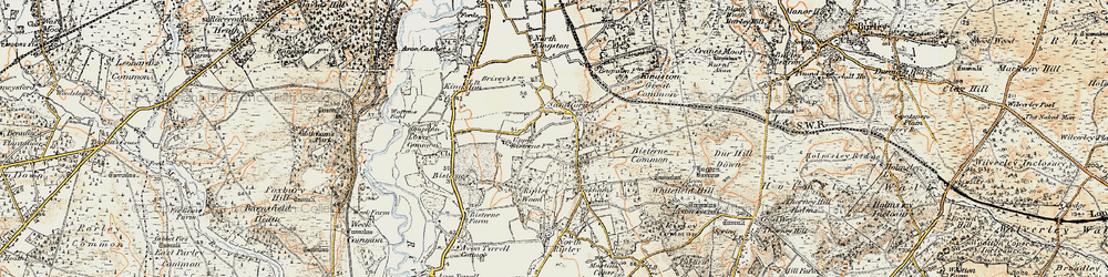 Old map of Bisterne Common in 1897-1909