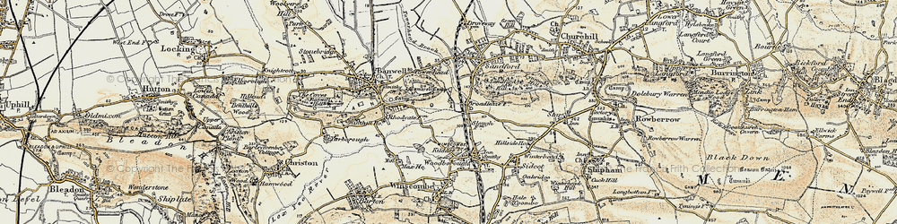 Old map of Sandford Batch in 1899-1900