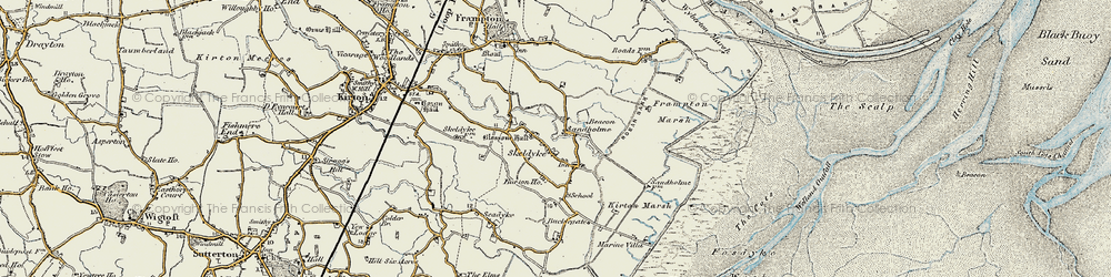 Old map of Wyberton Marsh in 1901-1902