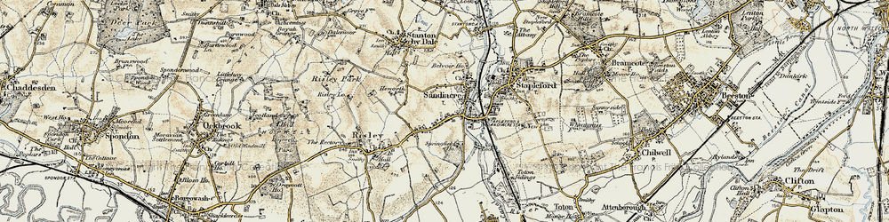 Old map of Sandiacre in 1902-1903
