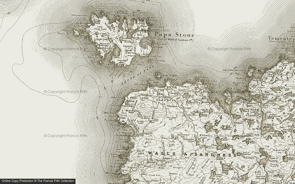 Old Map of Sandness, 1911-1912 in 1911-1912