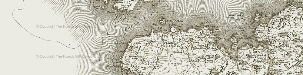 Old map of Sandness in 1911-1912