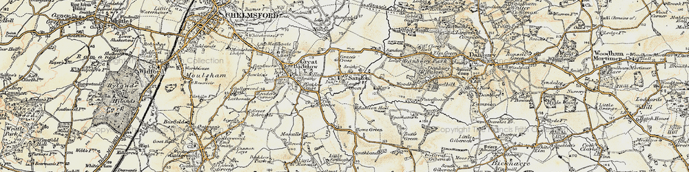 Old map of Sandon in 1898