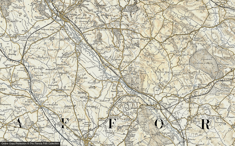 Old Map of Sandon, 1902 in 1902