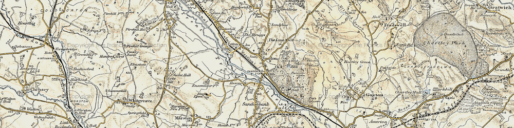 Old map of Sandon in 1902