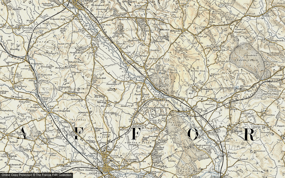 Old Map of Historic Map covering Enson in 1902