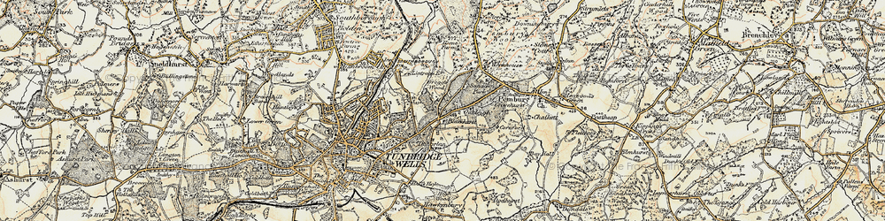 Old map of Sandown Park in 1897-1898