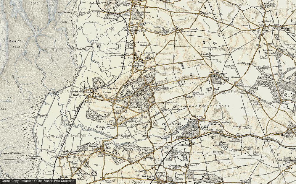 OLD ORDNANCE SURVEY MAP KINGS LYNN 1907 SANDRINGHAM LONG SUTTON NORTH RUNCTON 