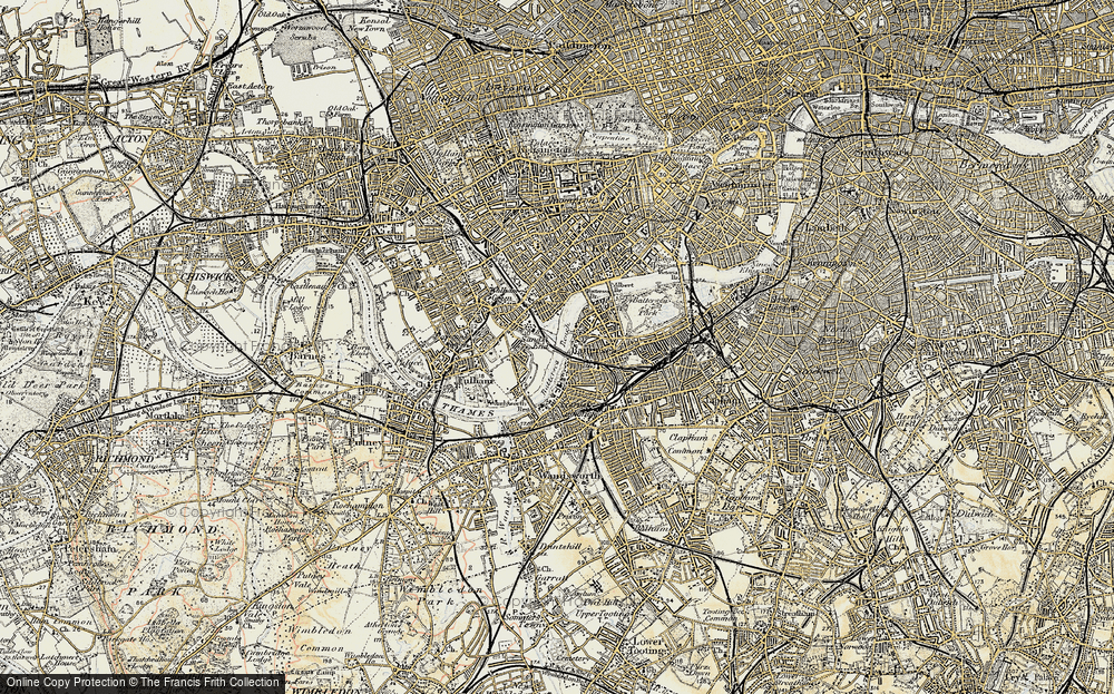 Old Map of Historic Map covering Battersea Reach in 1897-1909