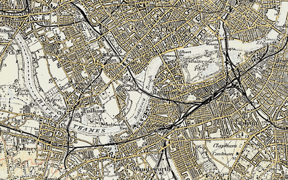 Old map of Battersea Reach in 1897-1909