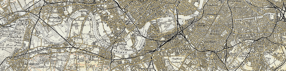 Old map of Battersea Reach in 1897-1909