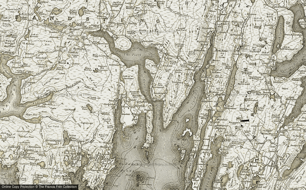 Old Map of Sandsound, 1911-1912 in 1911-1912
