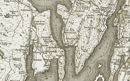 Old map of Sandsound in 1911-1912