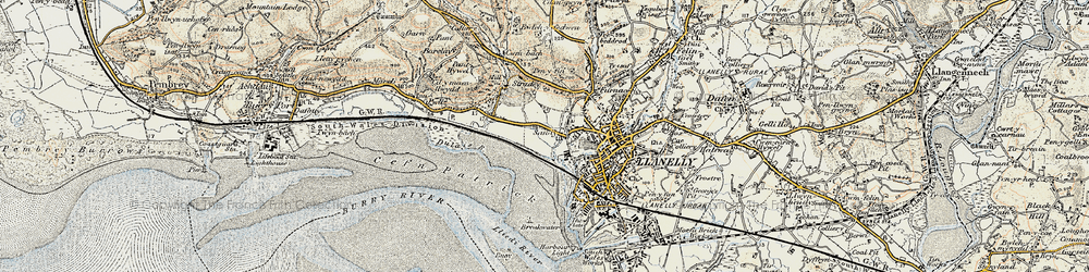 Old map of Sandy in 1900-1901