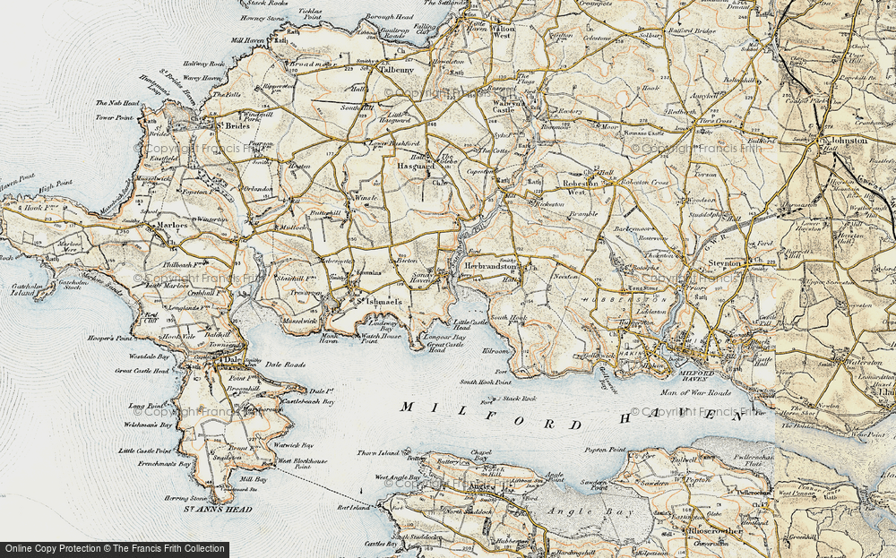 Old Map of Historic Map covering Hasguard in 0-1912