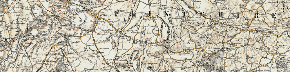 Old map of Sandy Lane in 1902
