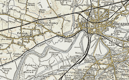 Old map of Sankey Bridges in 1903