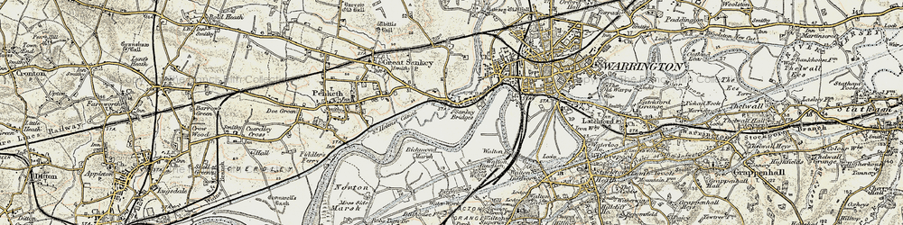 Old map of Sankey Bridges in 1903