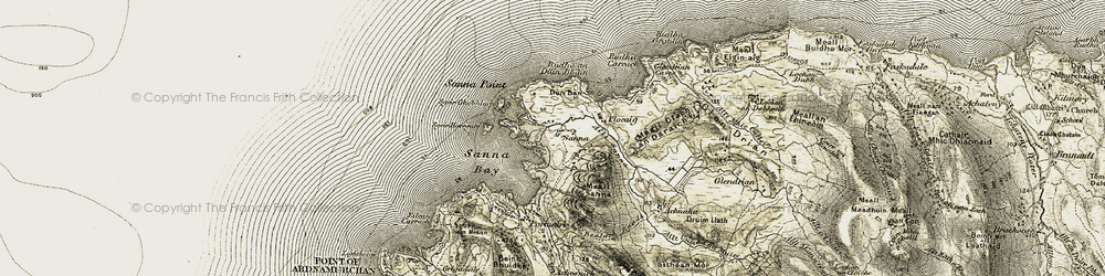 Old map of Allt Sanna in 1906-1908