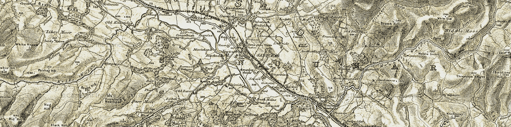 Old map of Sanquhar in 1904-1905