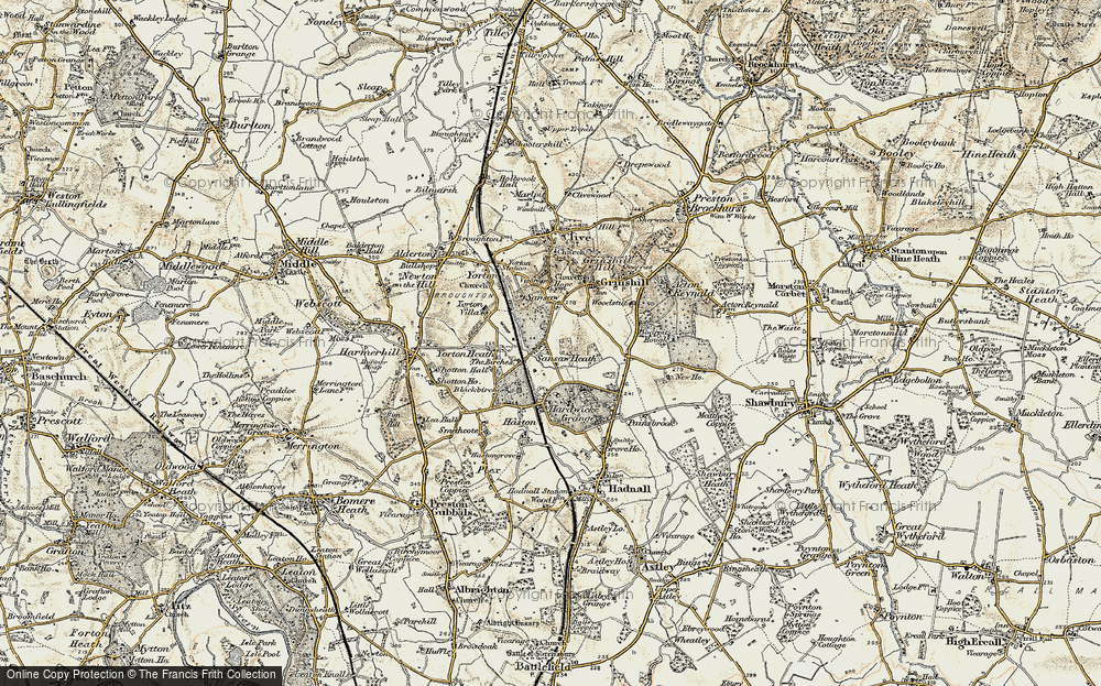 Old Map of Historic Map covering Shropshire Way in 1902