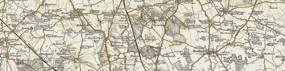 Old map of Shropshire Way in 1902