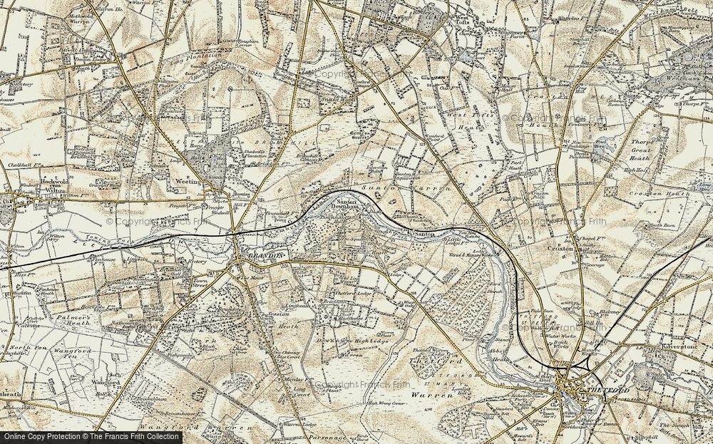 Old Map of Historic Map covering Lynford Point in 1901