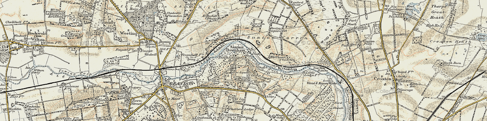 Old map of Santon Downham in 1901