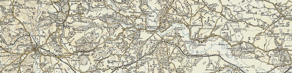 Old map of Sapey Bridge in 1899-1902