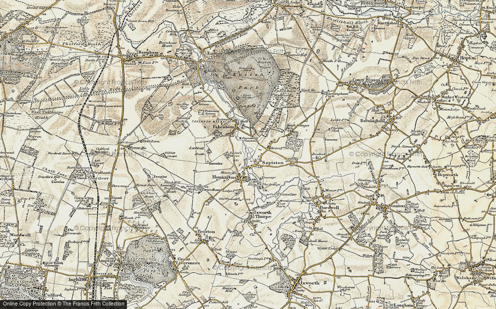 Old Map of Sapiston, 1901 in 1901