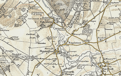 Old map of Sapiston in 1901
