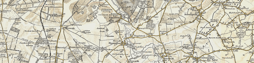 Old map of Sapiston in 1901