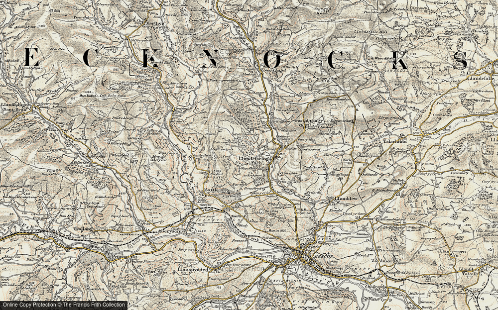Old Map of Historic Map covering Battle Fawr in 1900-1901